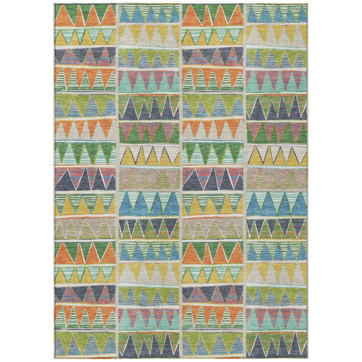 638609 3 x 5 ft. Beige Orange Lime Green & Teal Blue Geometric Washable Transitional Indoor & Outdoor Rectangle Area Rug
