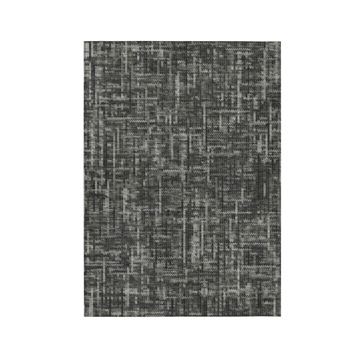 636552 5 x 8 ft. Charcoal & Ivory Striped Washable Transitional Indoor & Outdoor Rectangle Area Rug