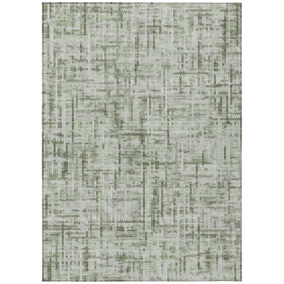 636568 10 x 14 ft. Green & Ivory Striped Washable Transitional Indoor & Outdoor Rectangle Area Rug