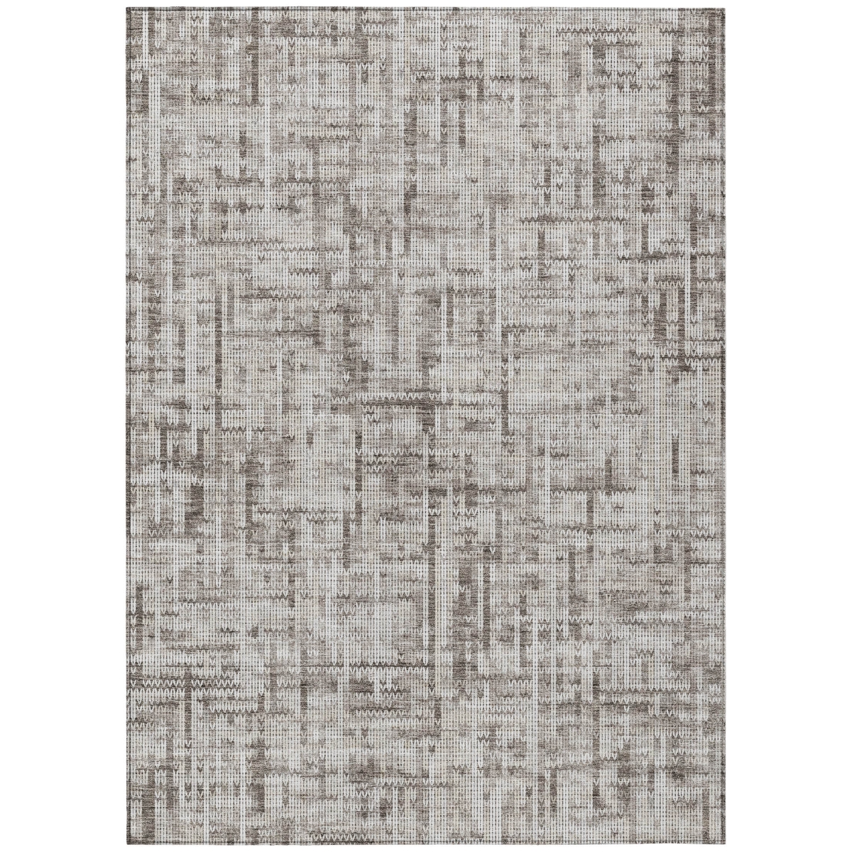 636569 3 x 5 ft. Taupe & Ivory Striped Washable Transitional Indoor & Outdoor Rectangle Area Rug
