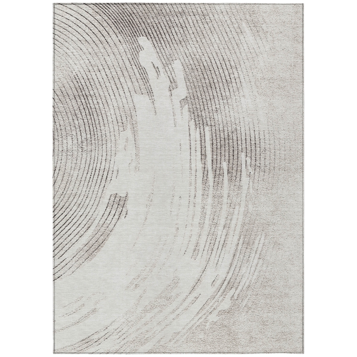 636671 3 x 5 ft. Ivory & Gray Abstract Washable Transitional Indoor & Outdoor Rectangle Area Rug