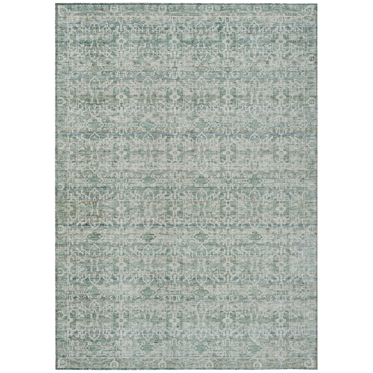 637278 3 x 5 ft. Teal, Blue & Ivory Striped Washable Transitional Indoor & Outdoor Rectangle Area Rug
