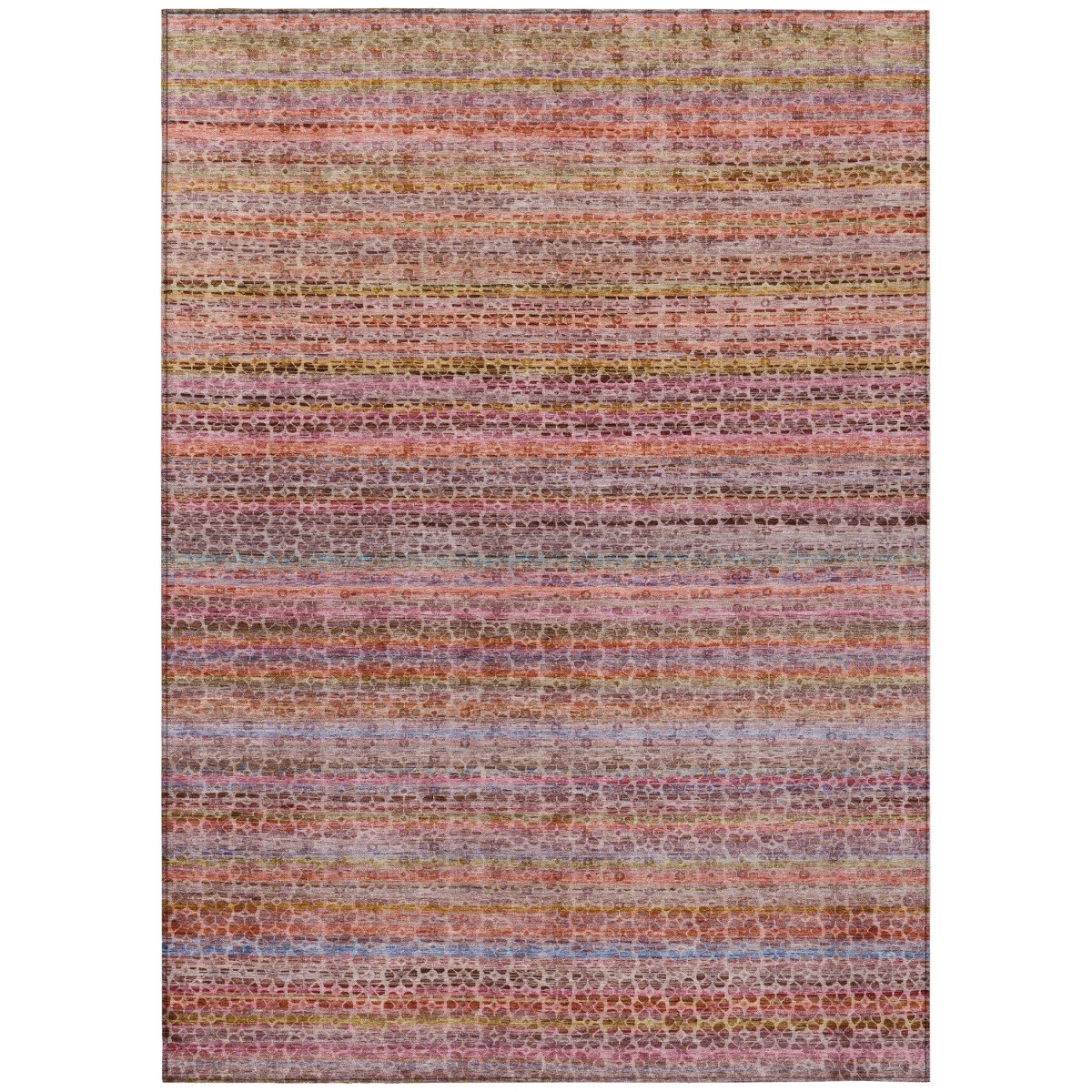 637347 8 x 10 ft. Pink Purple & Gold Striped Washable Transitional Indoor & Outdoor Rectangle Area Rug