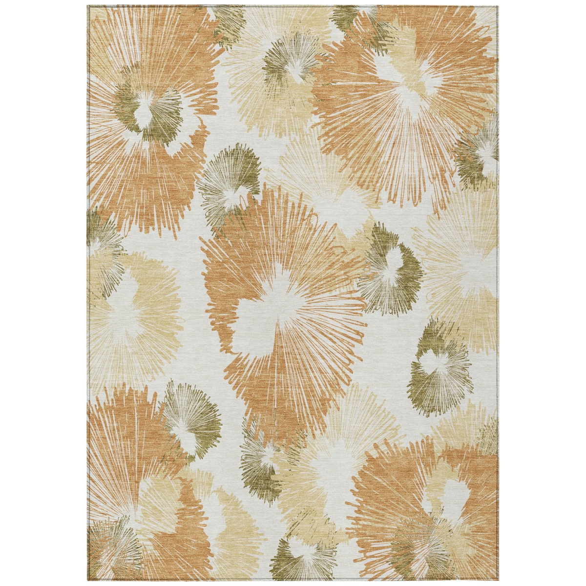 636634 10 x 14 ft. Coral Ivory & Beige Floral Washable Transitional Indoor & Outdoor Rectangle Area Rug