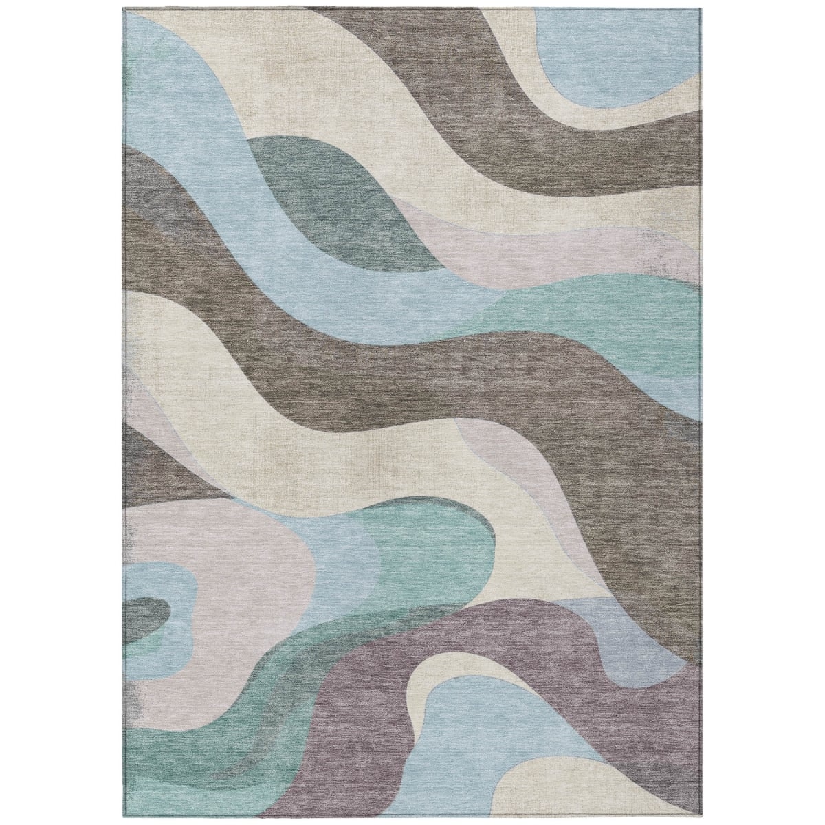 638038 5 x 8 ft. Taupe Sky Blue & Ivory Abstract Washable Transitional Indoor & Outdoor Rectangle Area Rug