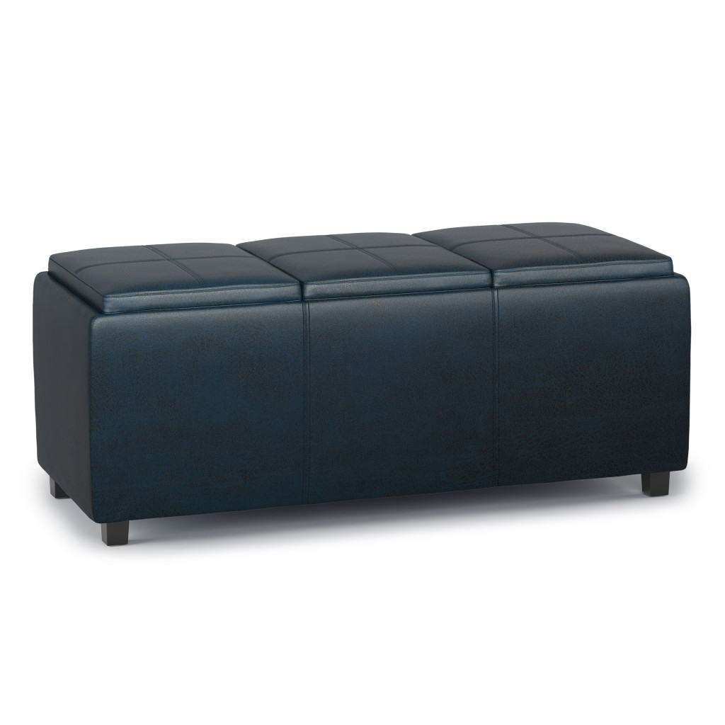 640240 16.90 x 41.70 x 16.90 in. Dark Brown & Blue Upholstery Storage Ottoman
