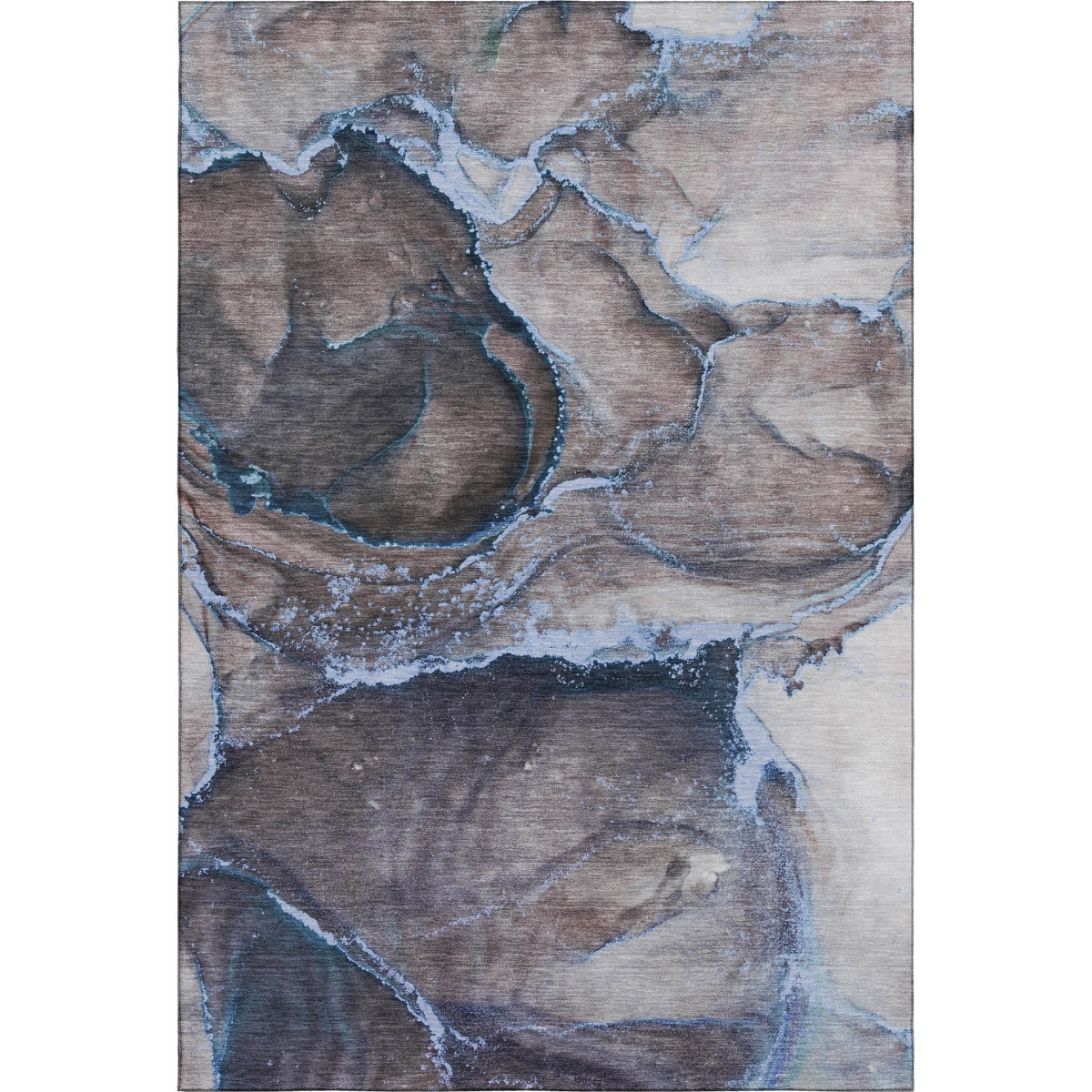 647442 5 x 8 ft. Navy Blue & Gray Abstract Contemporary Washable Machine Made Rectangle Area Rug with UV Protection