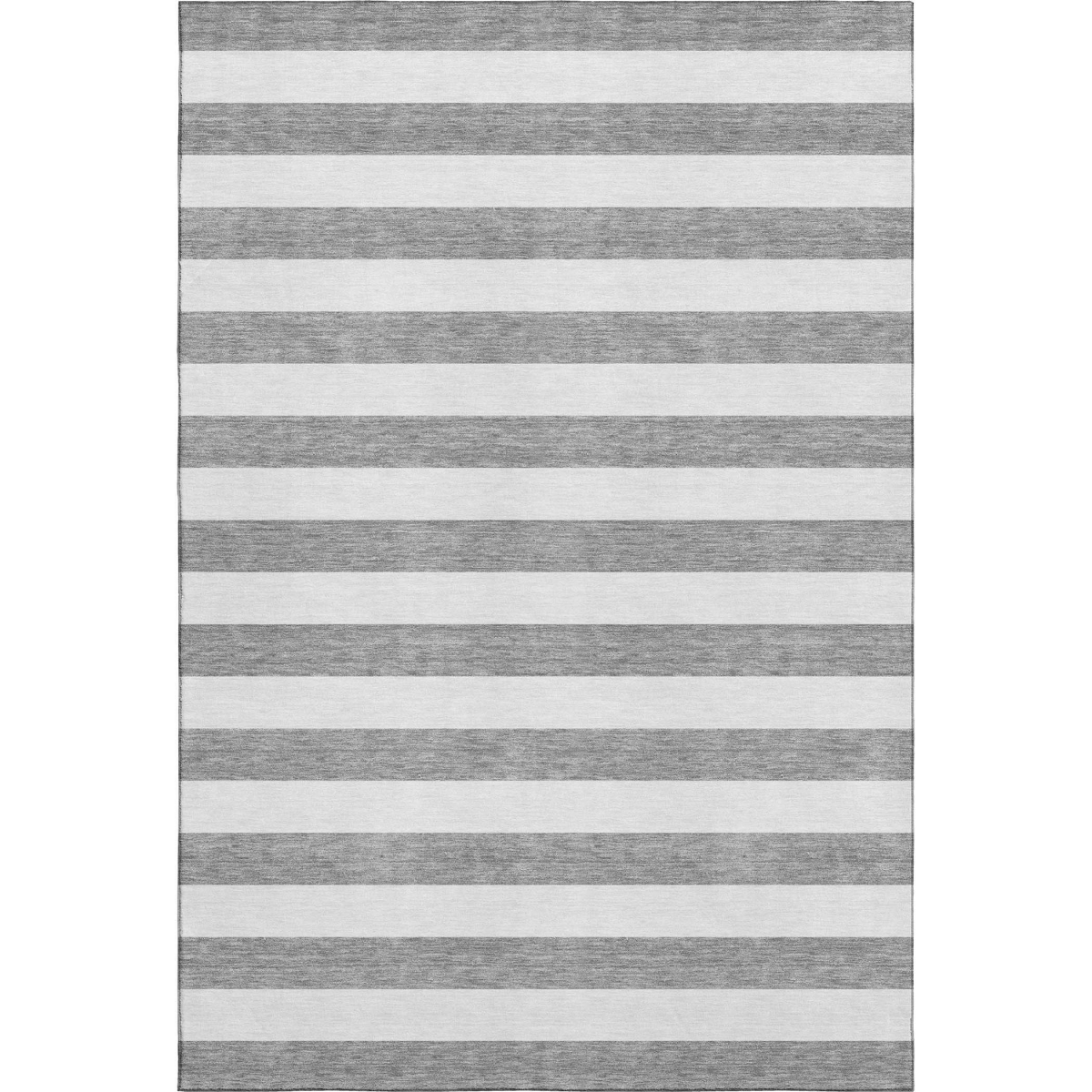 647586 5 x 8 ft. Gray & Ivory Striped Transitional Washable Machine Made Rectangle Area Rug with UV Protection