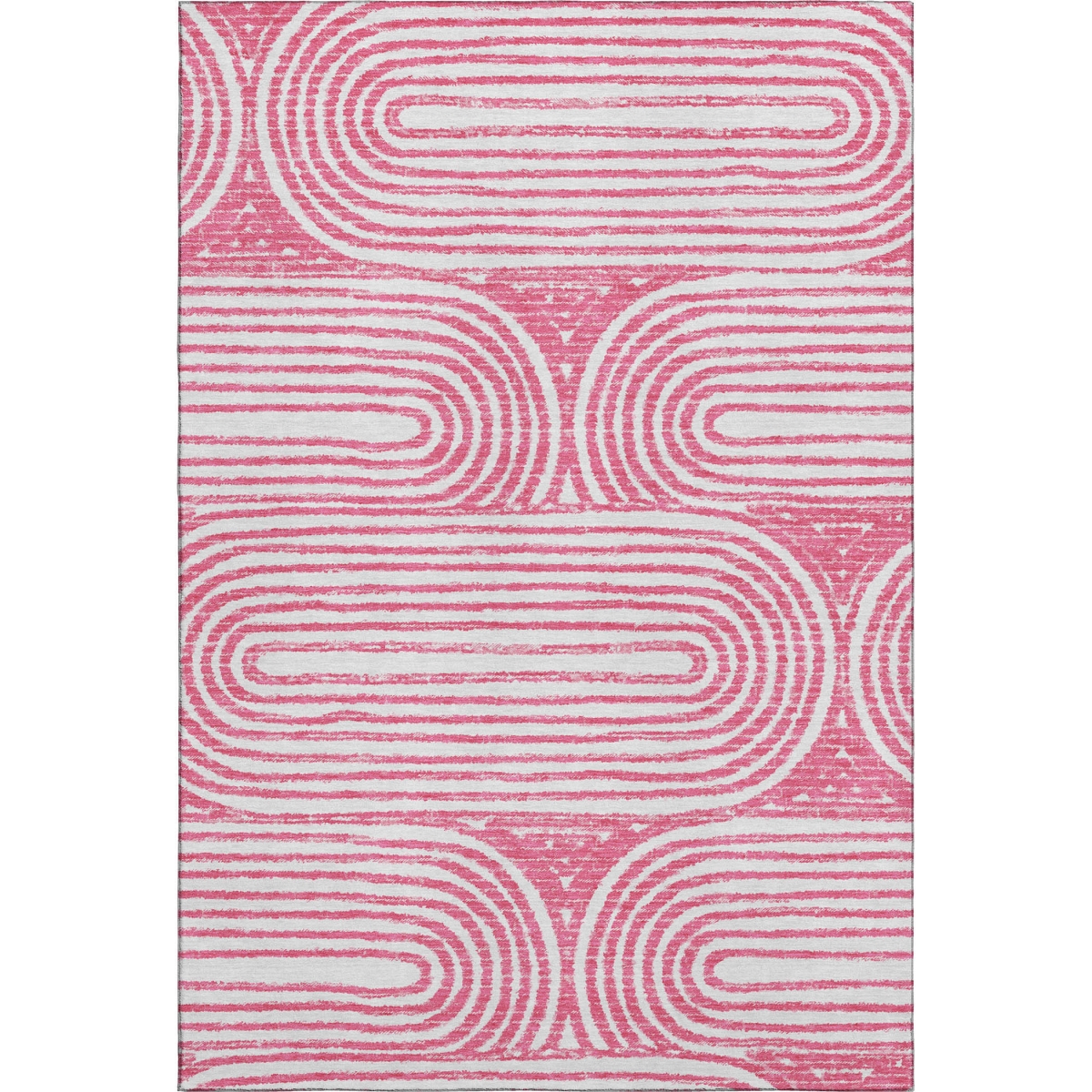 648233 3 x 5 ft. Blush & Ivory Geometric Contemporary Washable Machine Made Rectangle Area Rug with UV Protection