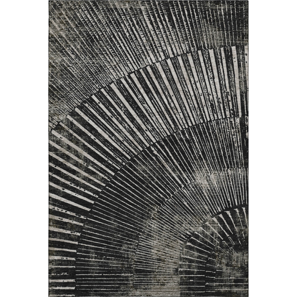 648321 9 x 12 ft. Black & Ivory Geometric Transitional Washable Machine Made Rectangle Area Rug with UV Protection