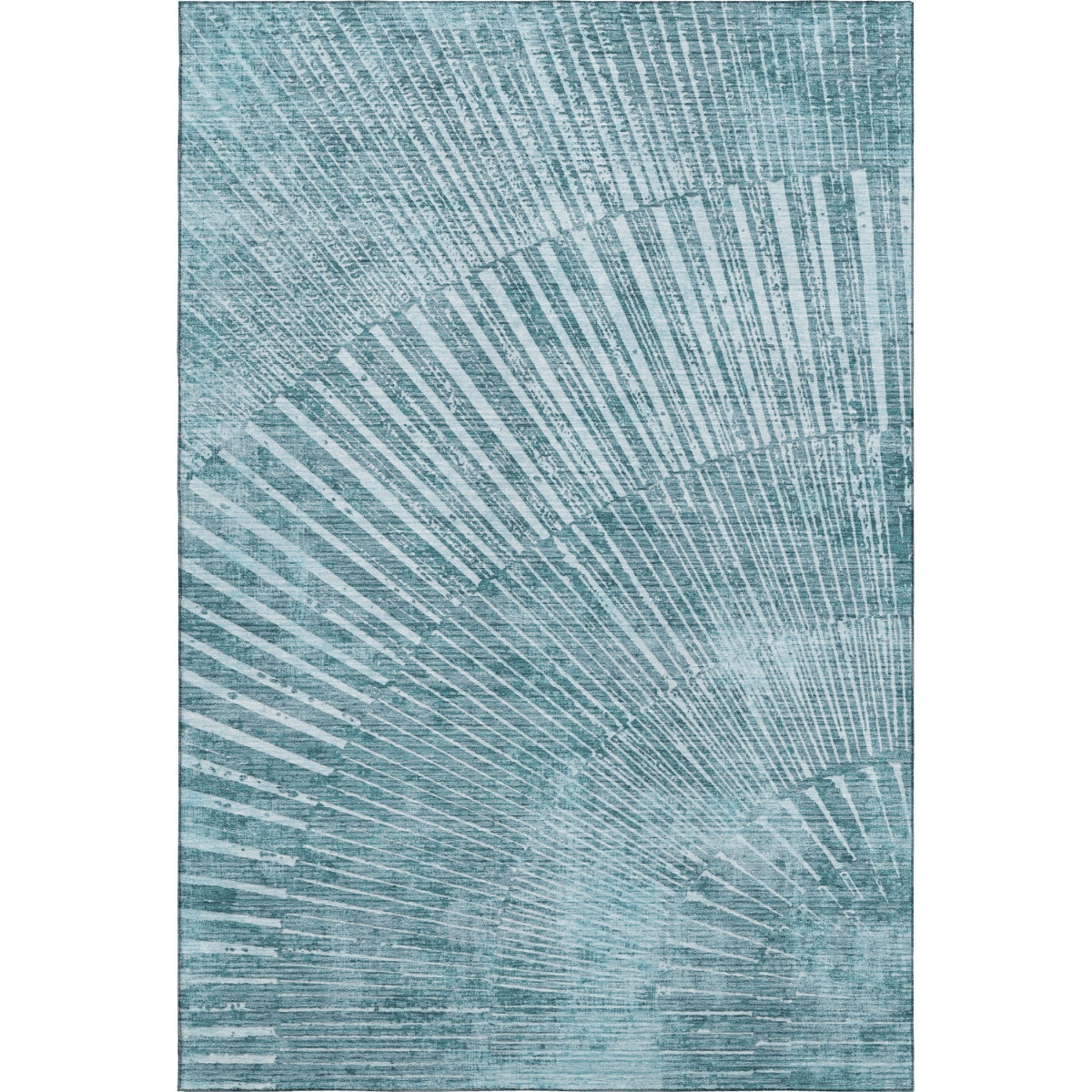 648354 5 x 8 ft. Teal & Ivory Geometric Transitional Washable Machine Made Rectangle Area Rug with UV Protection