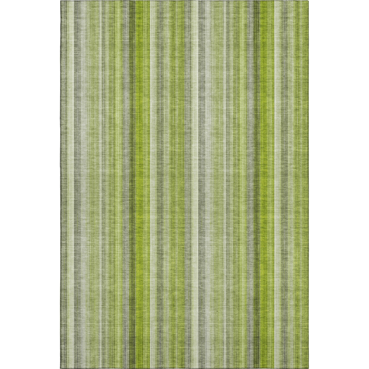 648386 8 x 10 ft. Green & Ivory Striped Transitional Washable Machine Made Rectangle Area Rug with UV Protection