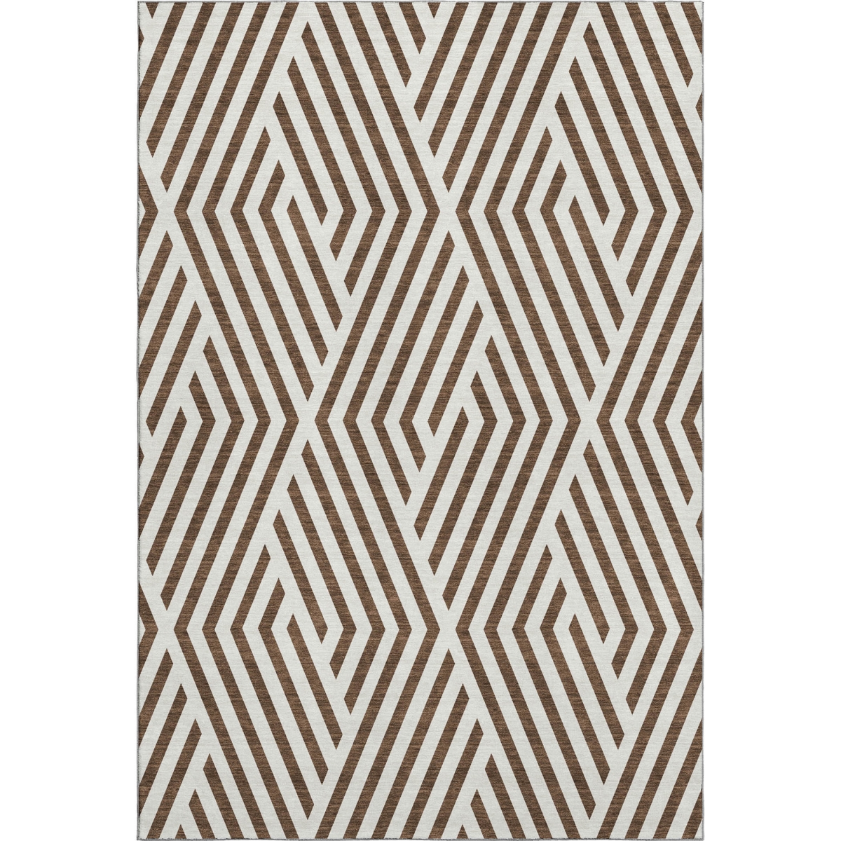 648521 3 x 5 ft. Brown & Ivory Geometric Transitional Washable Machine Made Rectangle Area Rug with UV Protection