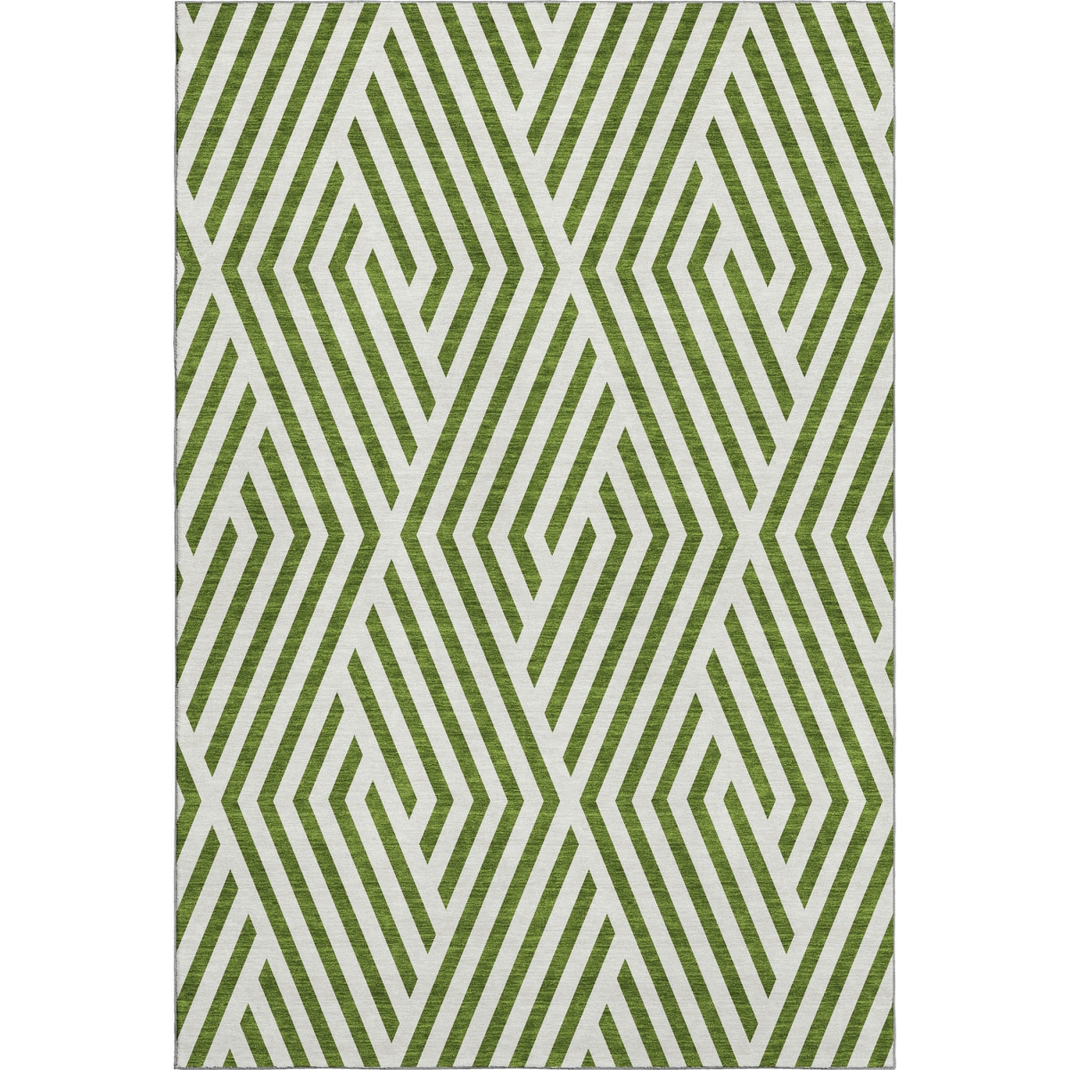 648574 10 x 14 ft. Olive Green & Ivory Geometric Transitional Washable Machine Made Rectangle Area Rug with UV Protection