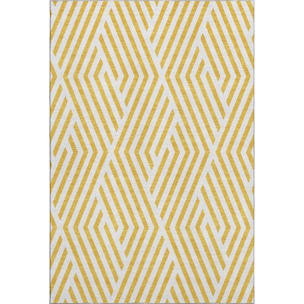 648609 9 x 12 ft. Yellow & Ivory Geometric Transitional Washable Machine Made Rectangle Area Rug with UV Protection