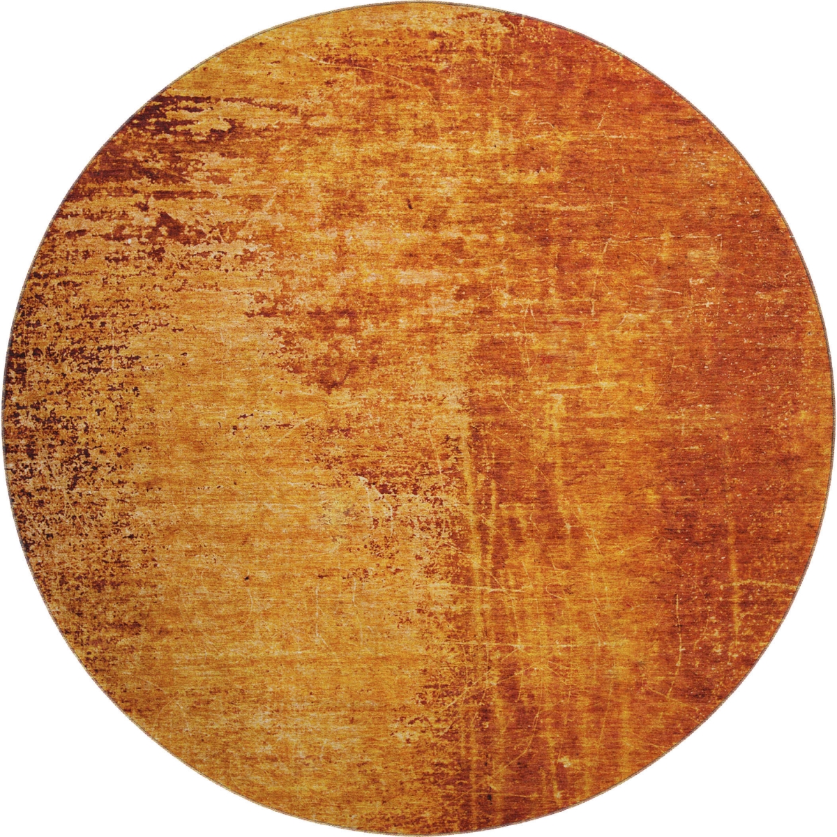 648823 8 ft. Rust & Gray Abstract Washable Round Area Rug with UV Protection