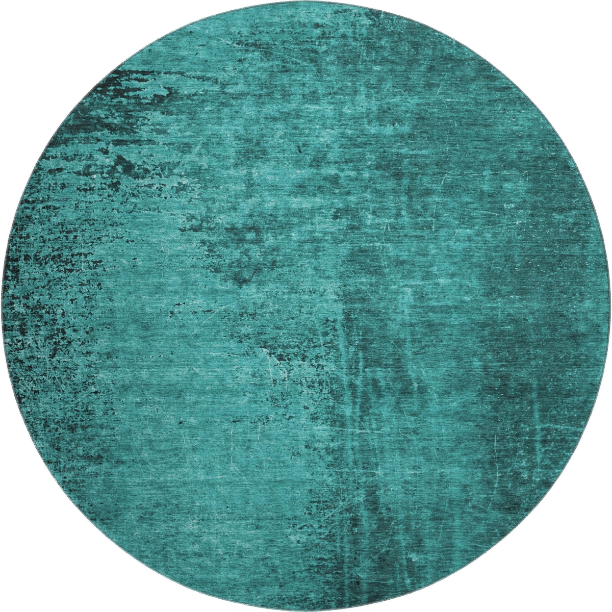 648835 8 ft. Teal & Gray Abstract Transitional Washable Round Area Rug with UV Protection