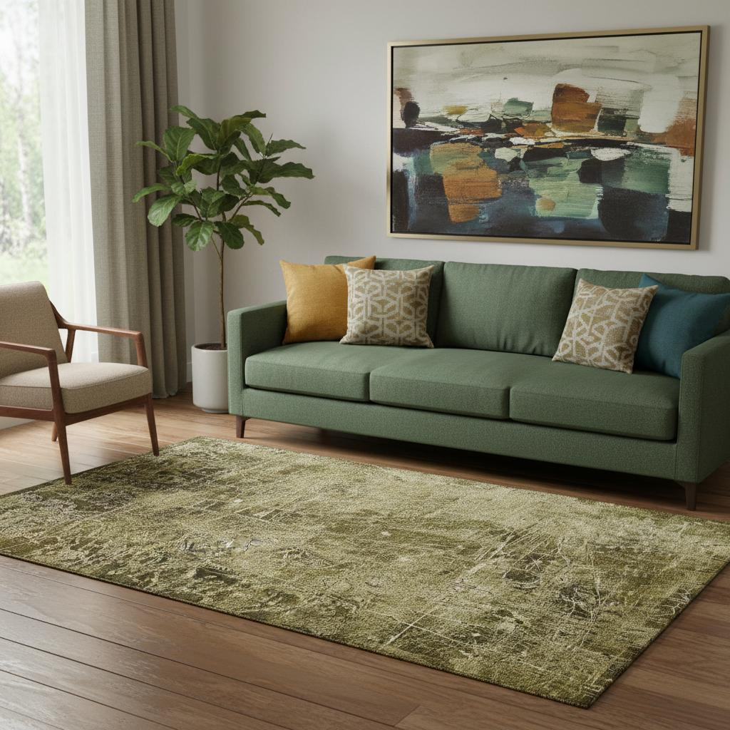 649014 5 x 8 ft. Brown & Ivory Abstract Transitional Washable Machine Made Rectangle Area Rug with UV Protection