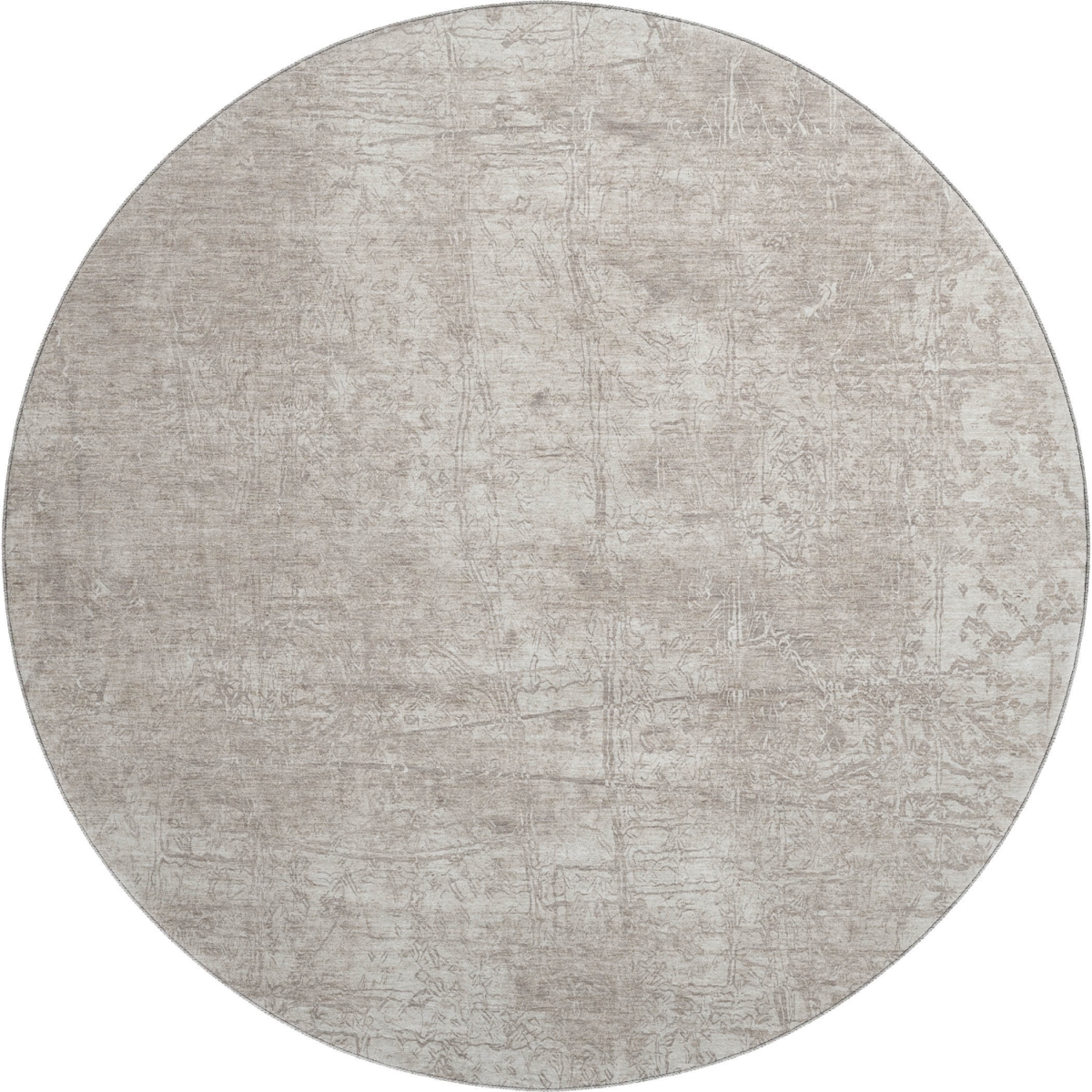 649033 8 ft. Ivory & Cream Abstract Washable Round Area Rug with UV Protection