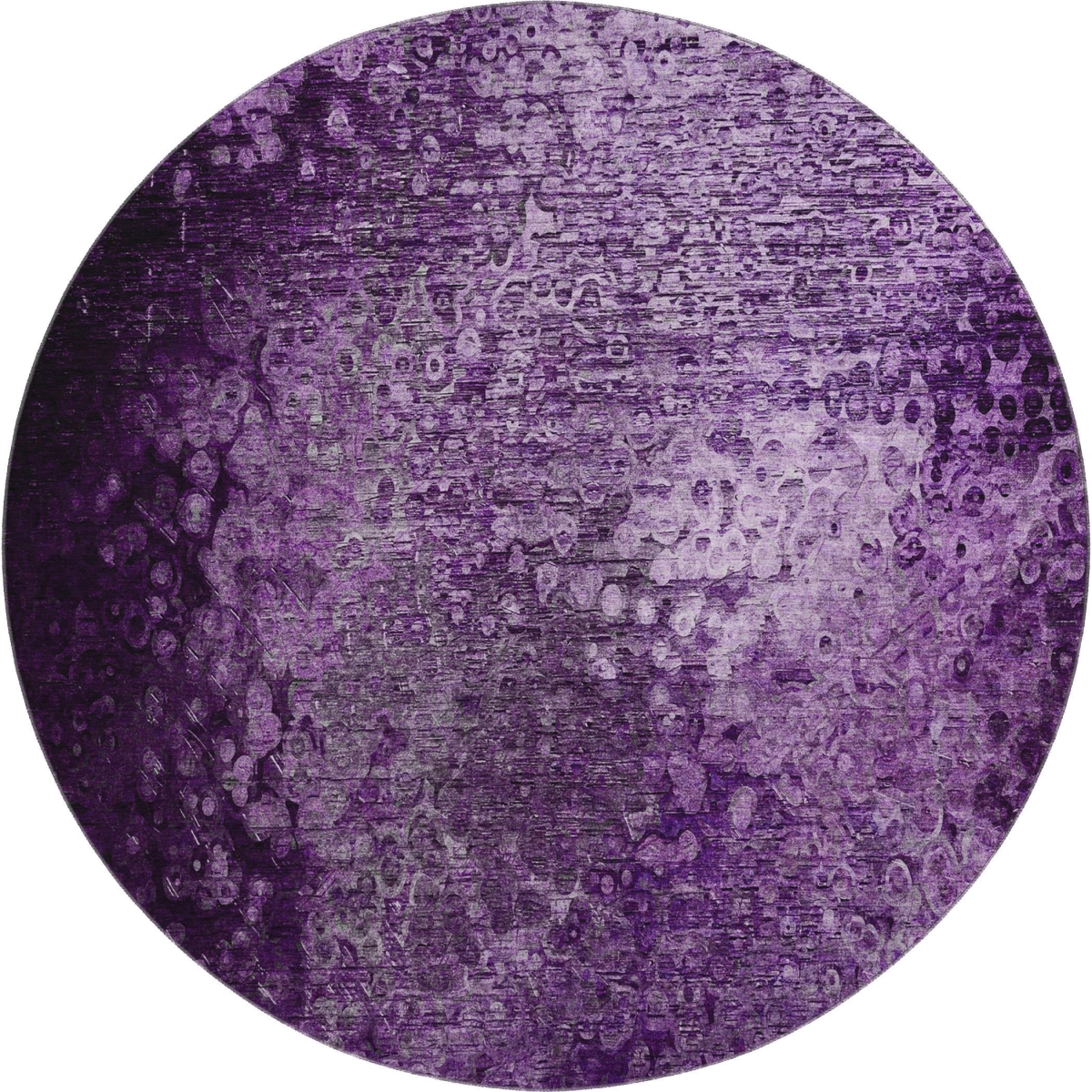 649543 8 ft. Purple & Ivory Abstract Transitional Washable Round Area Rug with UV Protection