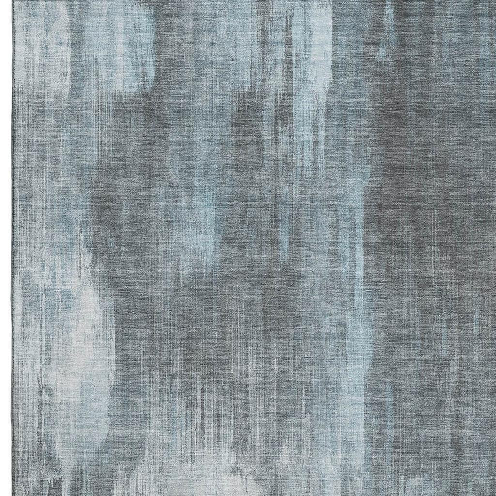 649616 8 x 10 ft. Teal & Ivory Abstract Transitional Washable Machine Made Rectangle Area Rug with UV Protection