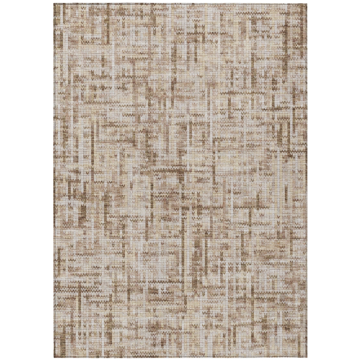 636549 9 x 12 ft. Brown & Ivory Striped Washable Transitional Indoor & Outdoor Rectangle Area Rug