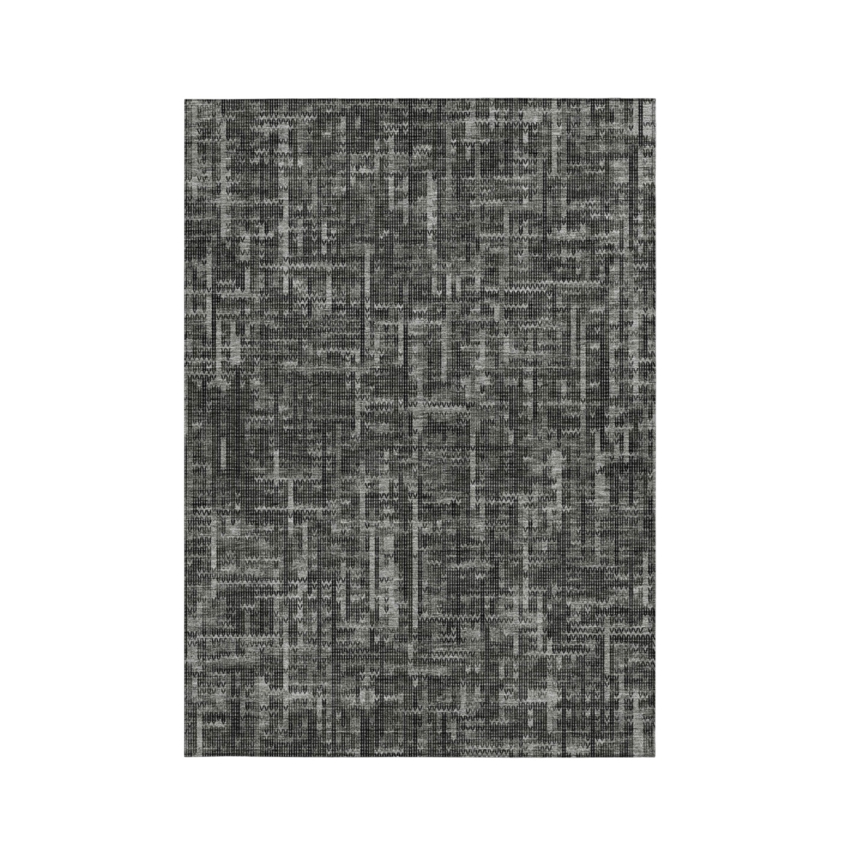 636554 8 x 10 ft. Charcoal & Ivory Striped Washable Transitional Indoor & Outdoor Rectangle Area Rug