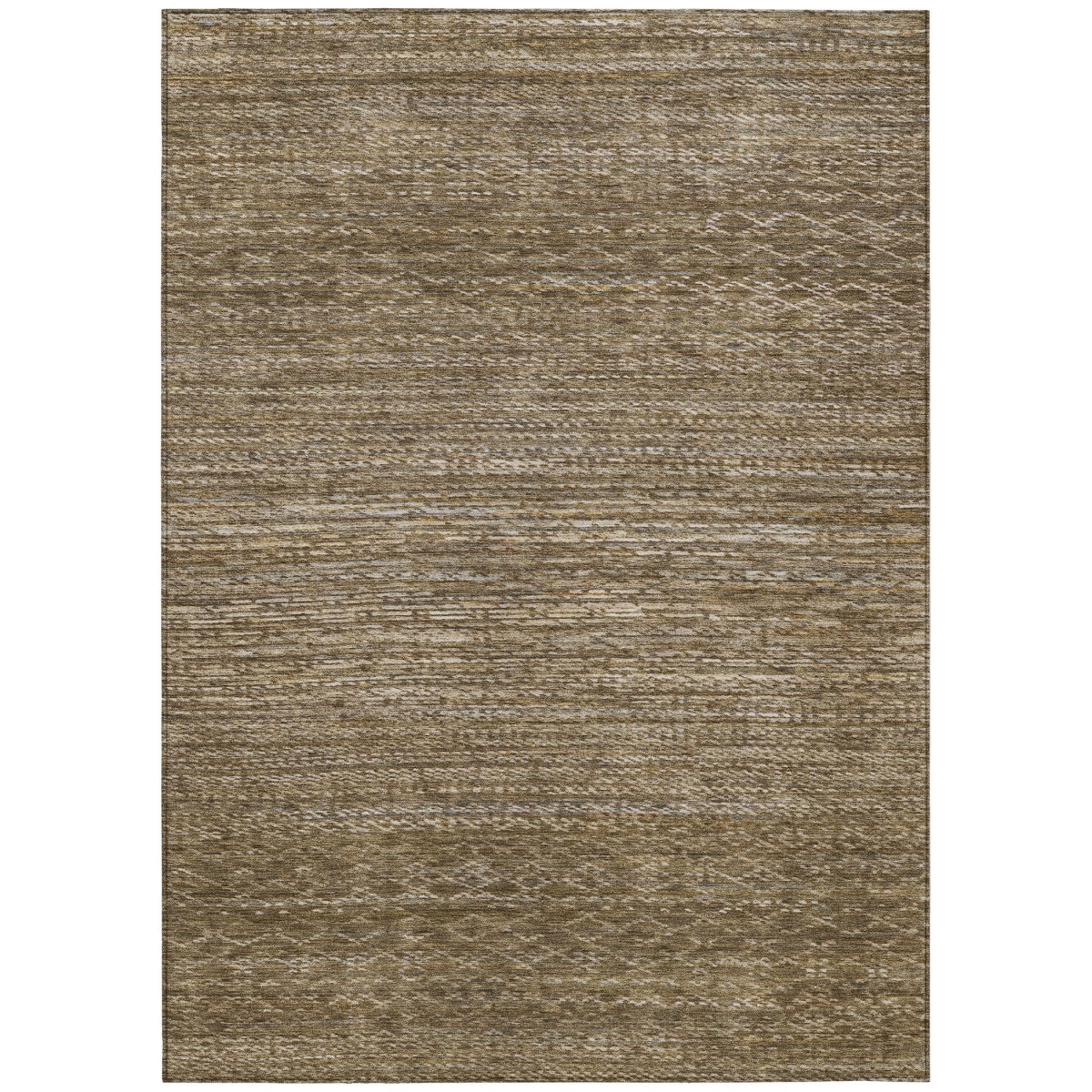 637174 9 x 12 ft. Chocolate & Taupe Striped Washable Transitional Indoor & Outdoor Rectangle Area Rug
