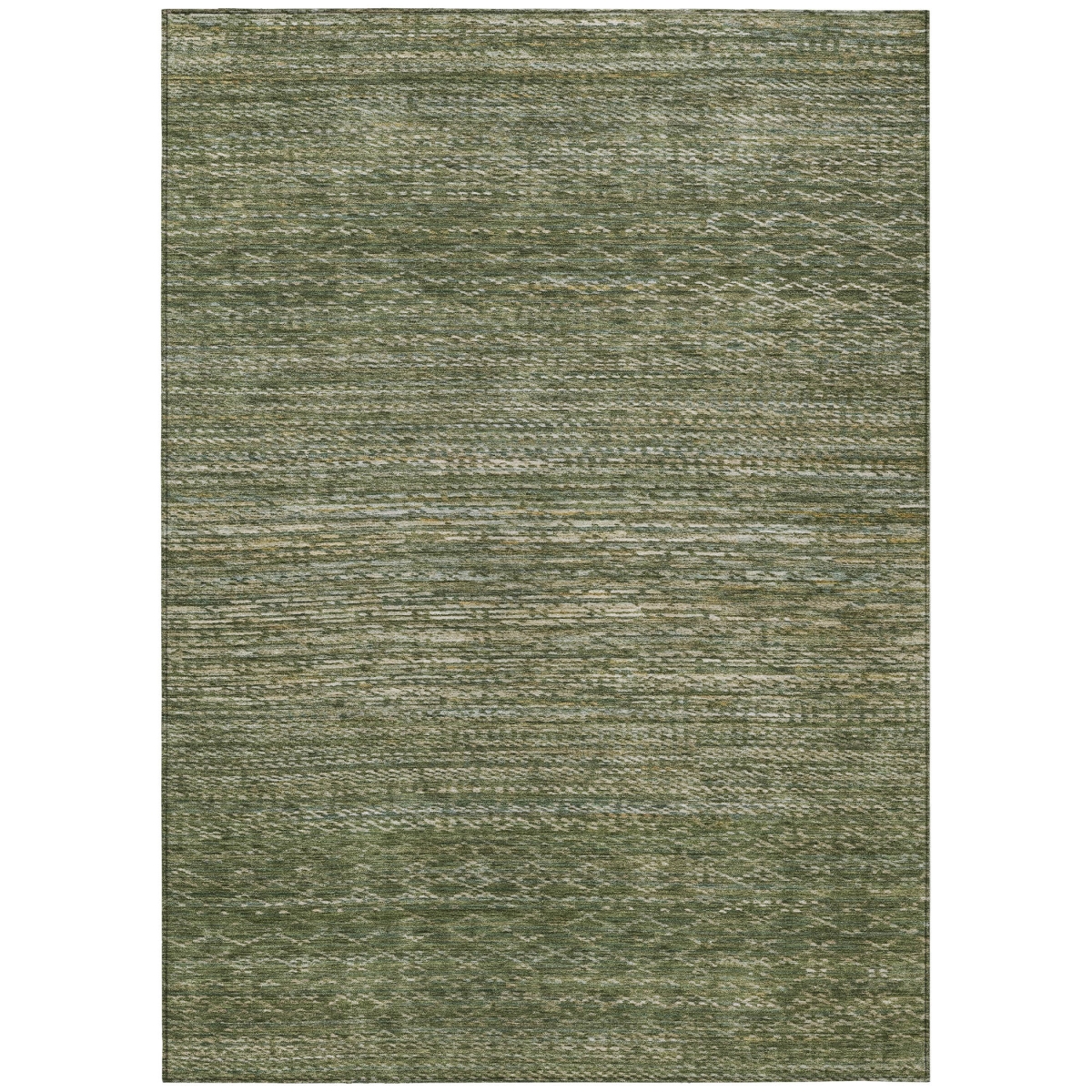 637180 9 x 12 ft. Fern Green & Ivory Striped Washable Transitional Indoor & Outdoor Rectangle Area Rug
