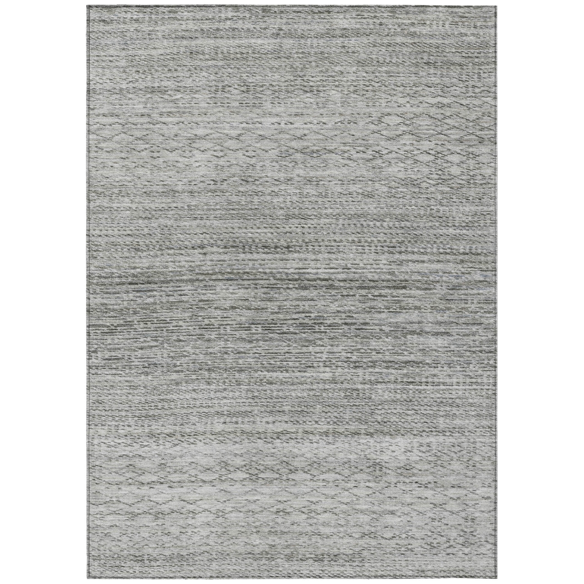 637185 8 x 10 ft. Gray & Silver Striped Washable Transitional Indoor & Outdoor Rectangle Area Rug