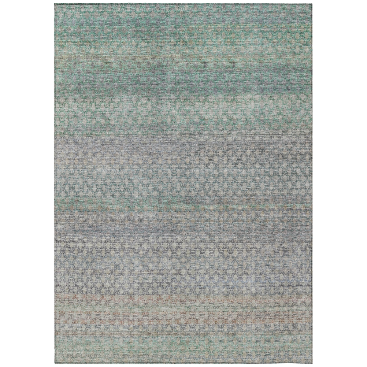 637408 9 x 12 ft. Beige & Pale Aqua Abstract Washable Transitional Indoor & Outdoor Rectangle Area Rug