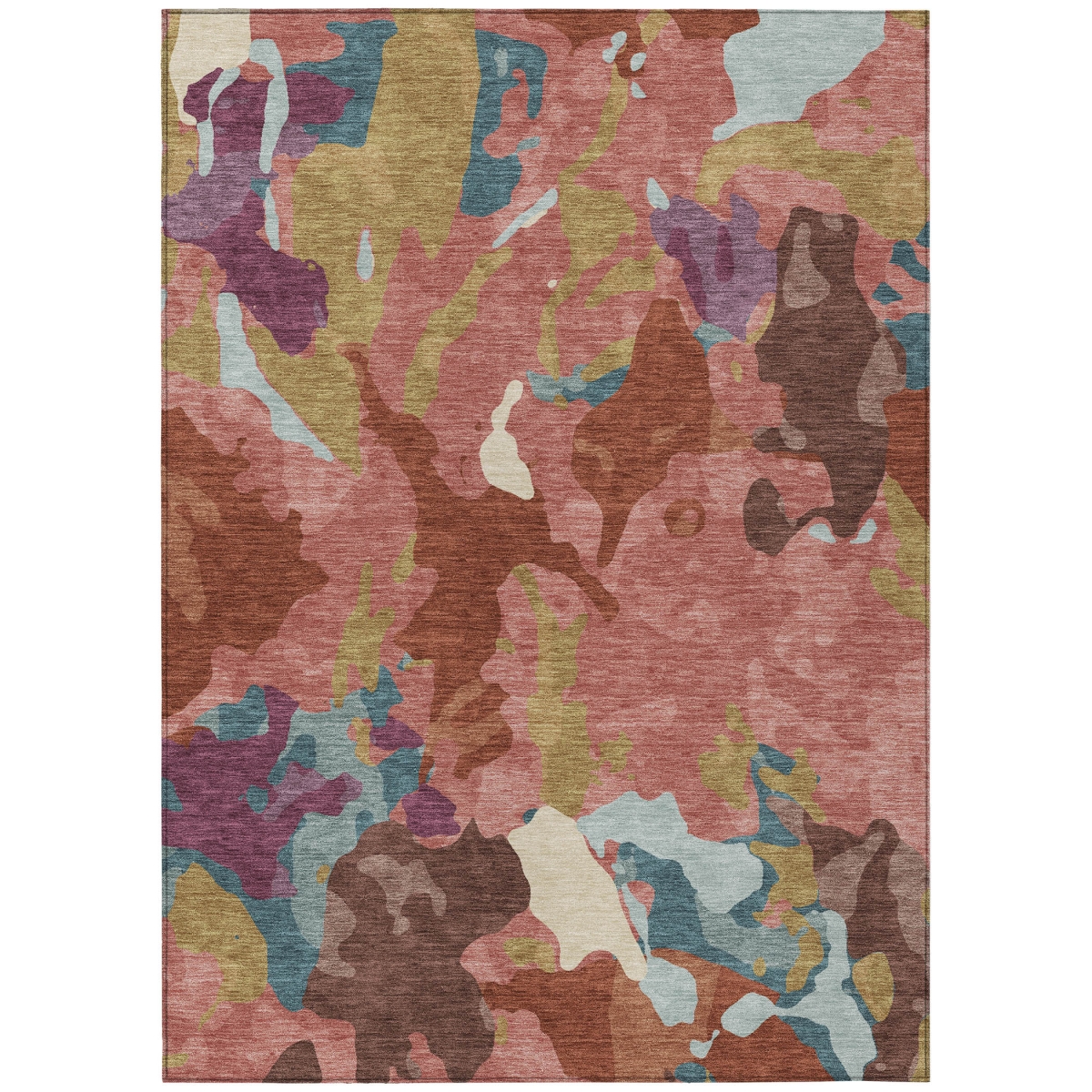 637491 8 x 10 ft. Pink Ivory & Purple Abstract Washable Transitional Indoor & Outdoor Rectangle Area Rug