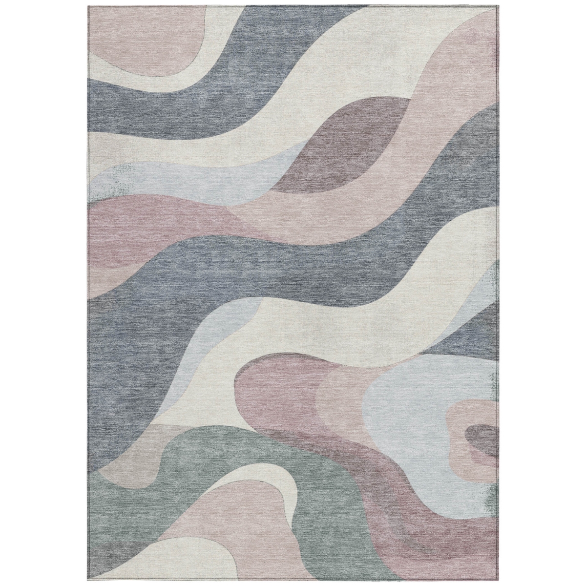638014 5 x 8 ft. Blush Charcoal & Ivory Abstract Washable Transitional Indoor & Outdoor Rectangle Area Rug
