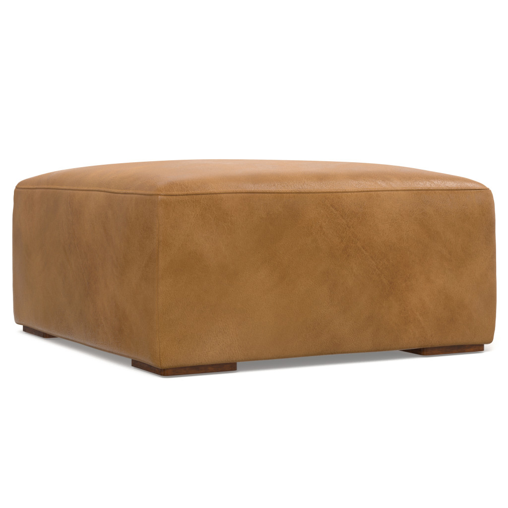 641642 16 x 34 x 32 in. Sienna & Brown Leather Ottoman