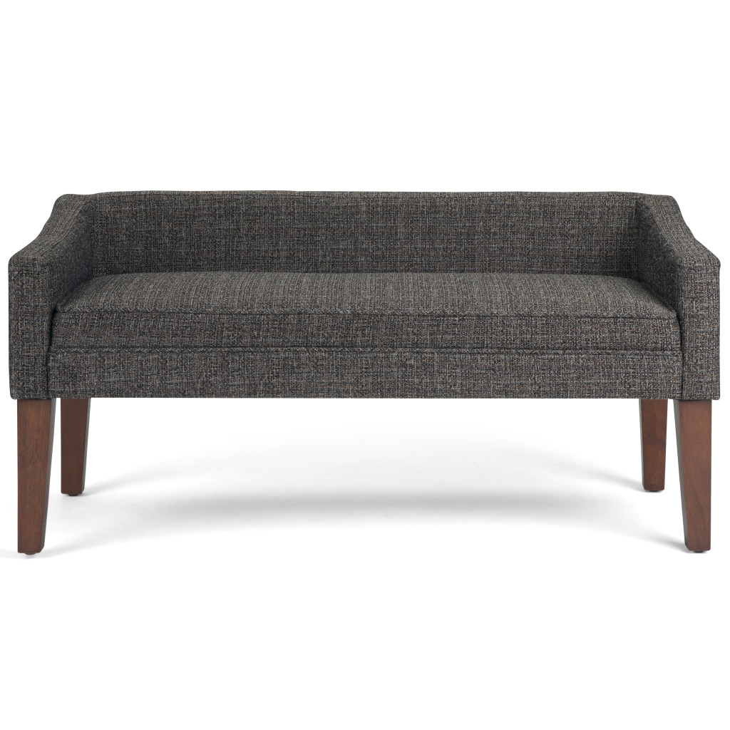 642315 50 in. Gray & Brown Fabric & Wood Upholstered Bench