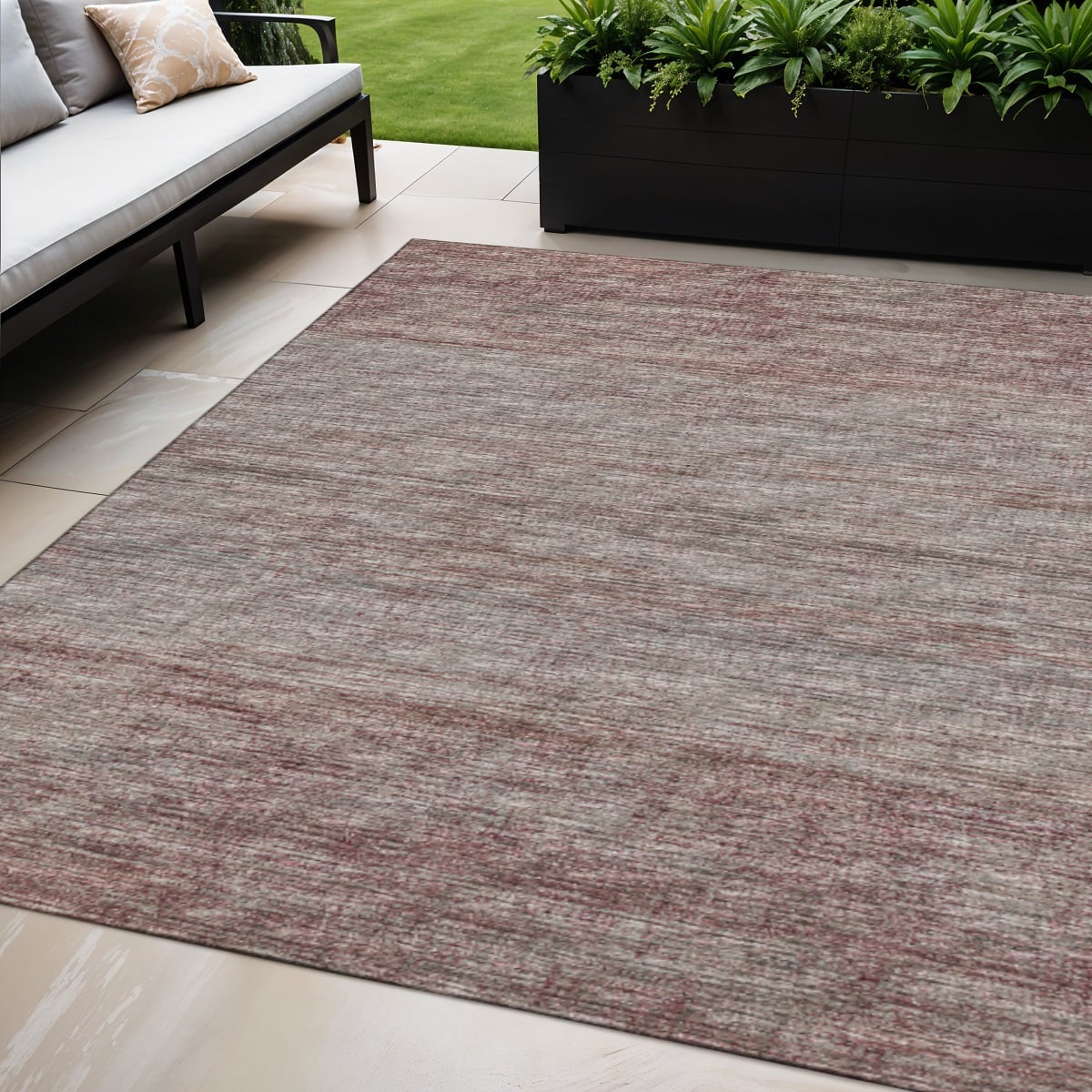 642393 5 x 8 ft. Burgundy & Gray Abstract Washable Transitional Indoor & Outdoor Rectangle Area Rug