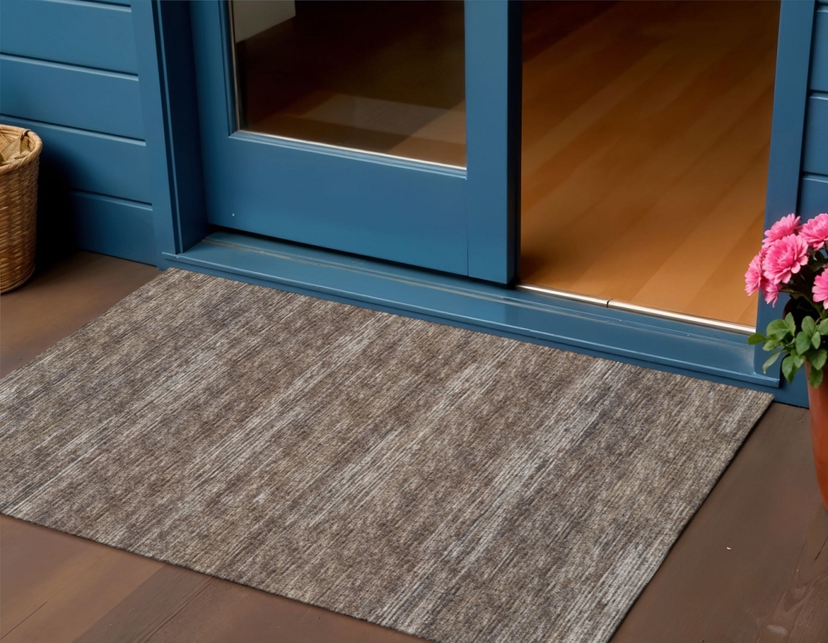 642410 3 x 5 ft. Brown & Gray Abstract Washable Transitional Indoor & Outdoor Rectangle Area Rug