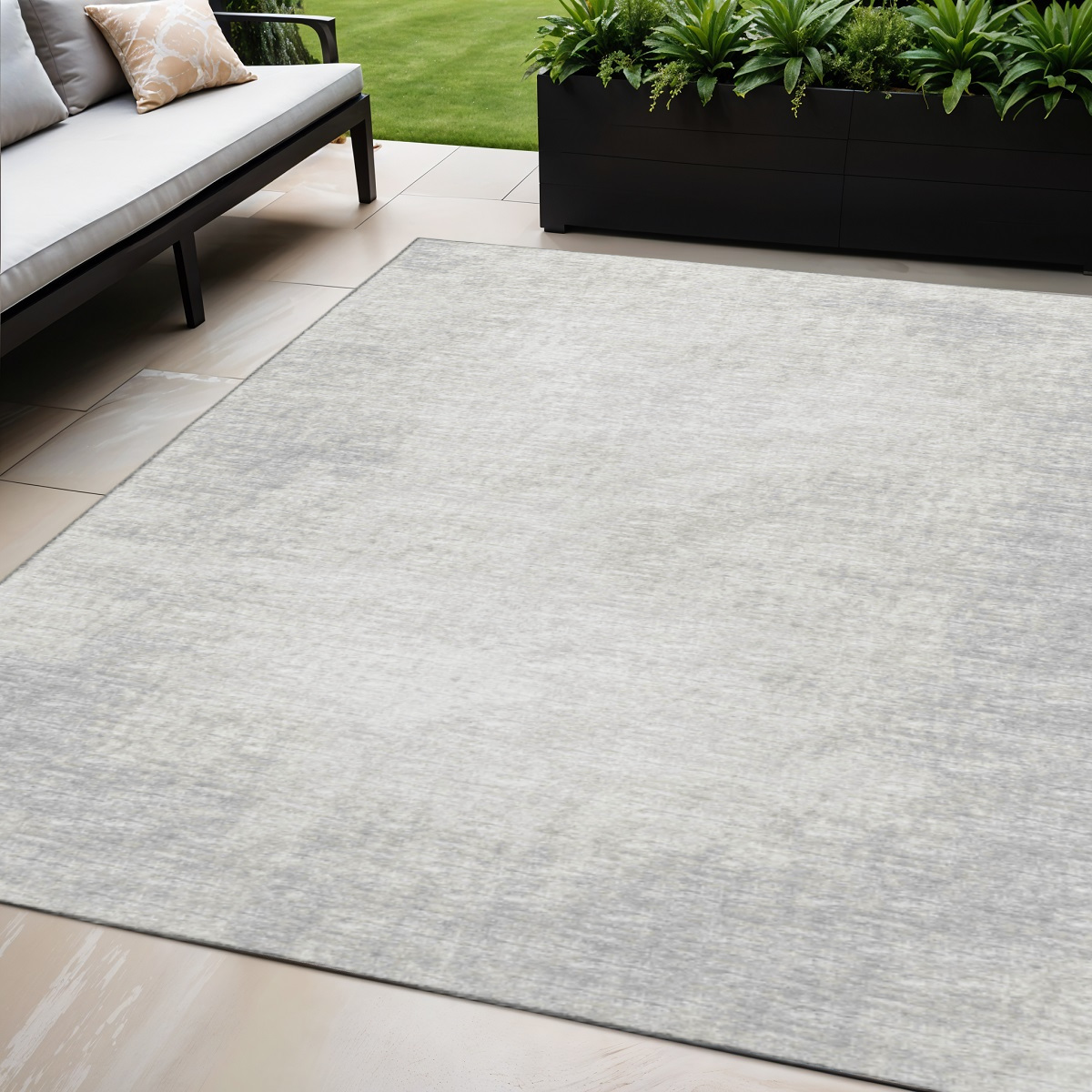 642465 5 x 8 ft. Gray & Ivory Abstract Washable Transitional Indoor & Outdoor Rectangle Area Rug