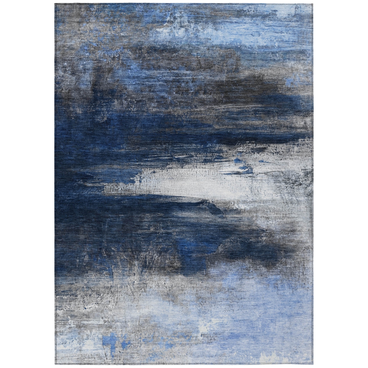 629220 10 x 14 ft. Navy Blue Charcoal & Ivory Abstract Washable Transitional Indoor & Outdoor Rectangle Area Rug