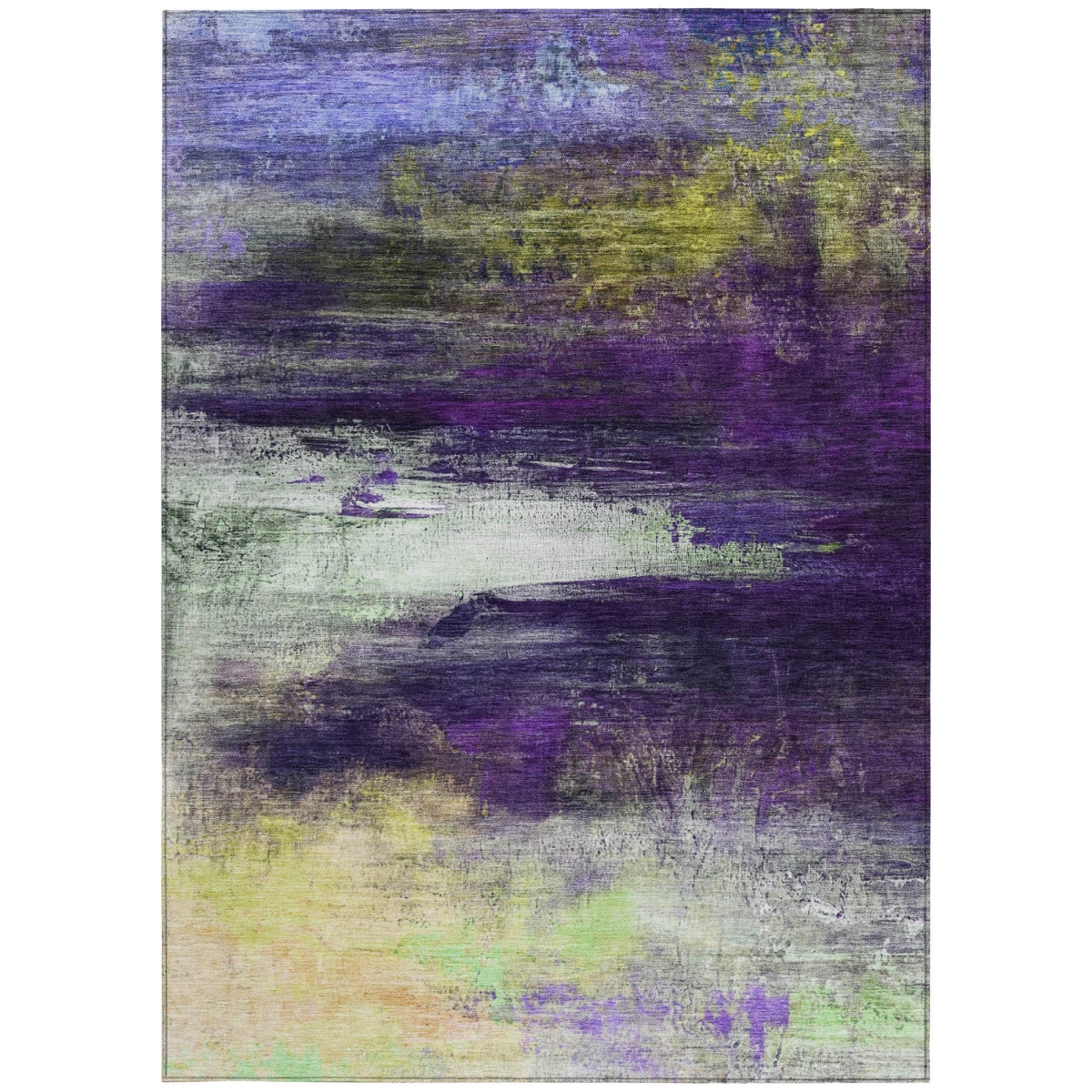 629226 10 x 14 ft. Purple Yellow & Ivory Abstract Washable Transitional Indoor & Outdoor Rectangle Area Rug