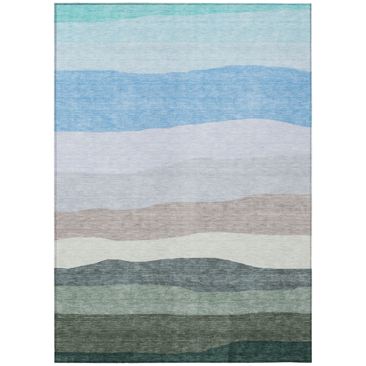 629405 9 x 12 ft. Green Blue & Gray Striped Washable Transitional Indoor & Outdoor Rectangle Area Rug