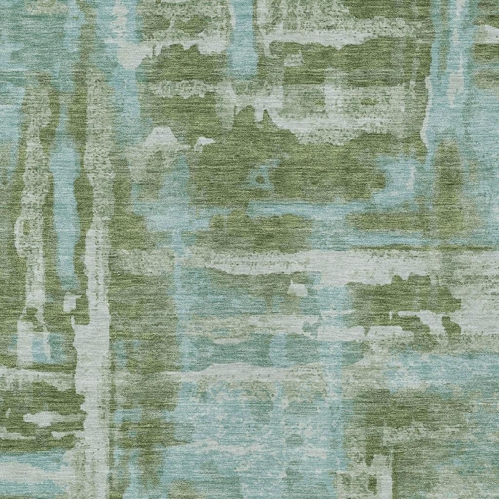 629164 8 x 10 ft. Fern Green & Sky Blue Abstract Washable Transitional Indoor & Outdoor Rectangle Area Rug
