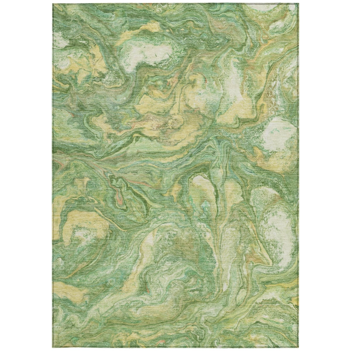 629233 3 x 5 ft. Green & Gold Abstract Washable Transitional Indoor & Outdoor Rectangle Area Rug