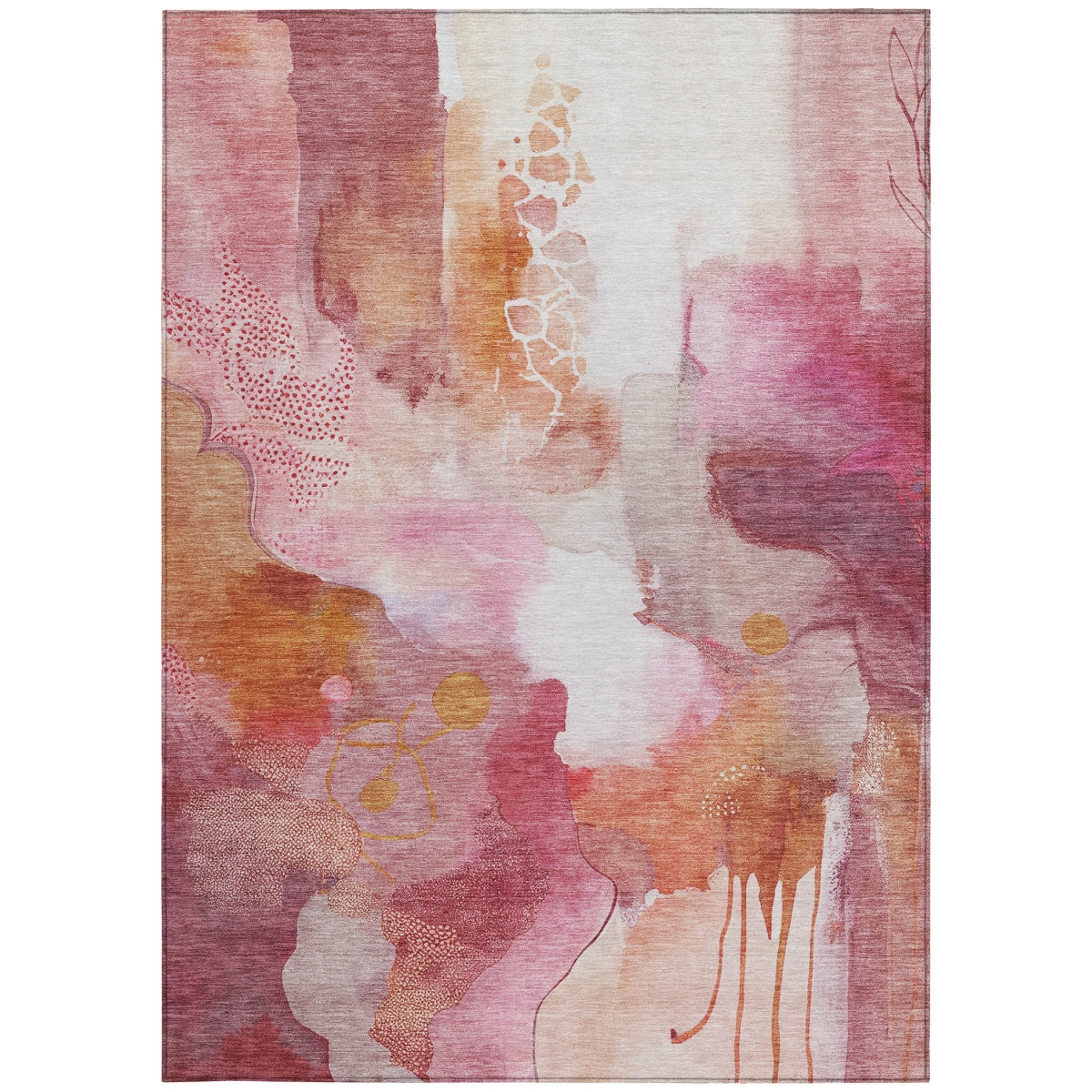 629314 8 x 10 ft. Pink Copper & Ivory Abstract Washable Transitional Indoor & Outdoor Rectangle Area Rug