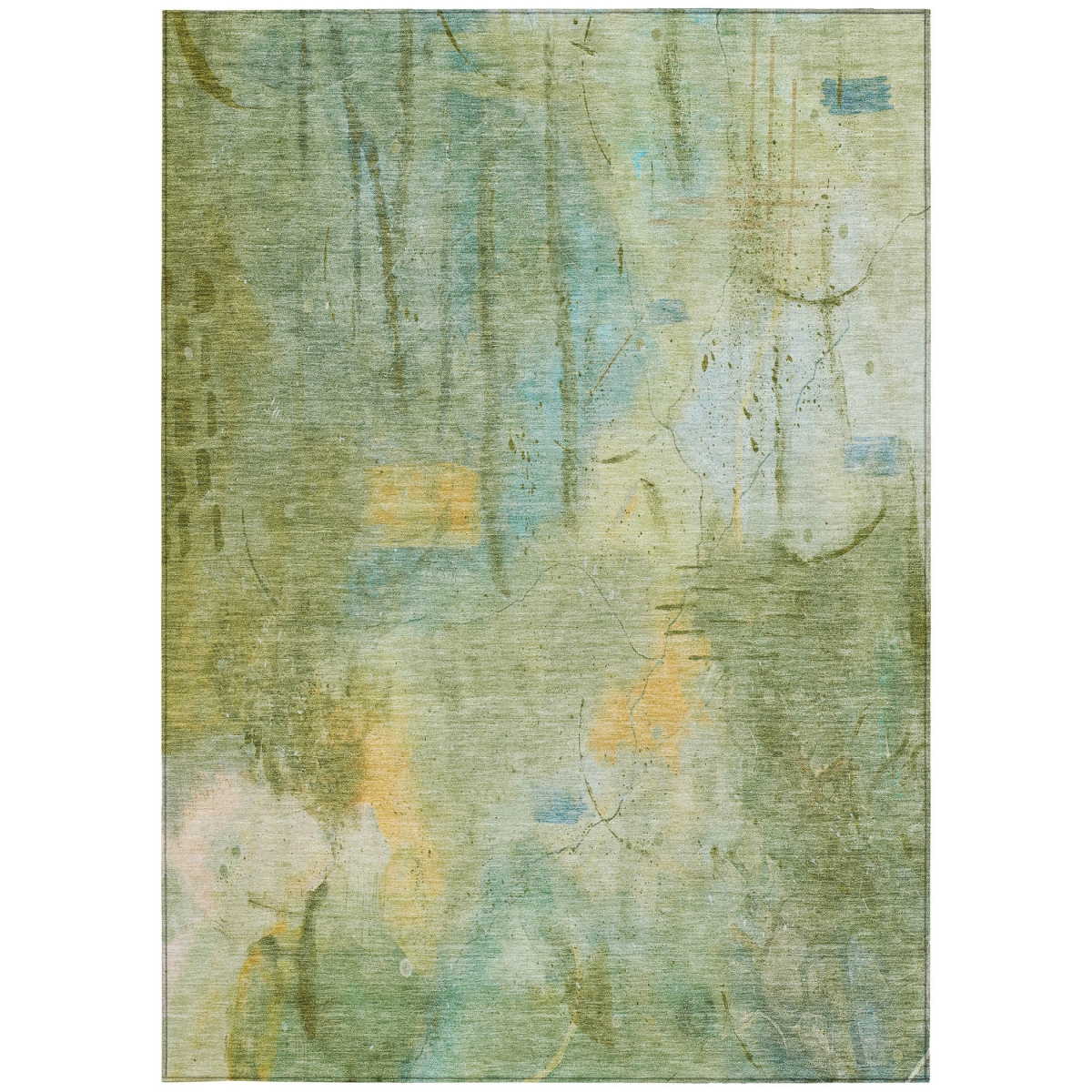 629741 9 x 12 ft. Sage & Gold Abstract Washable Transitional Indoor & Outdoor Rectangle Area Rug