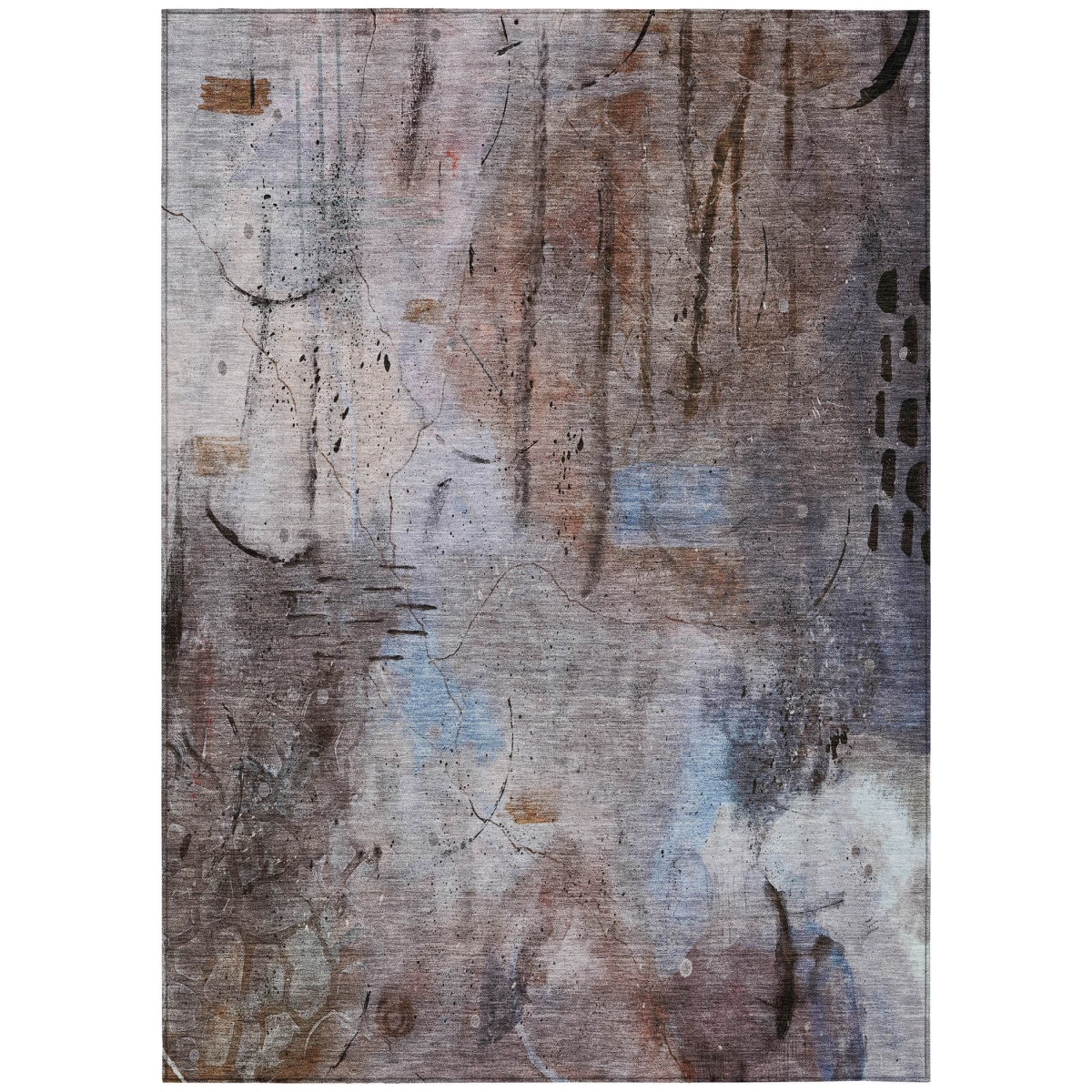 629754 10 x 14 ft. Taupe & Brown Abstract Washable Transitional Indoor & Outdoor Rectangle Area Rug
