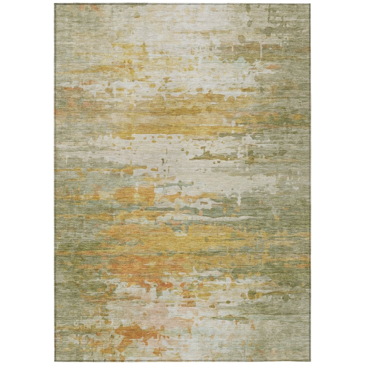 629785 3 x 5 ft. Artichoke Green & Gold Abstract Washable Transitional Indoor & Outdoor Rectangle Area Rug