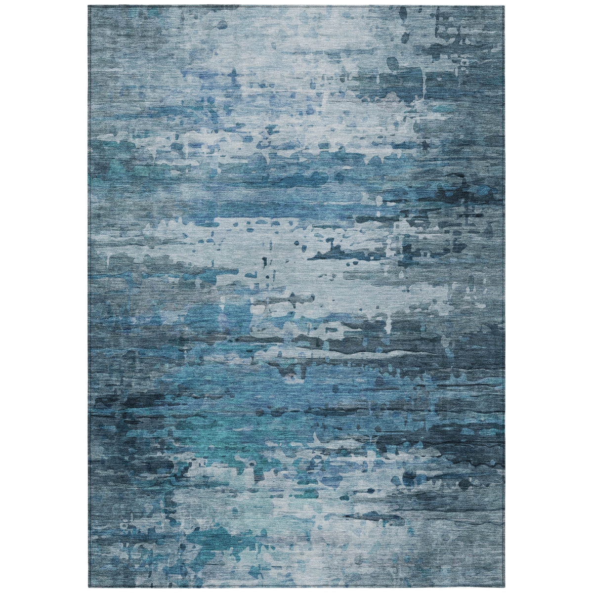 629792 5 x 8 ft. Blue & Ivory Abstract Washable Transitional Indoor & Outdoor Rectangle Area Rug