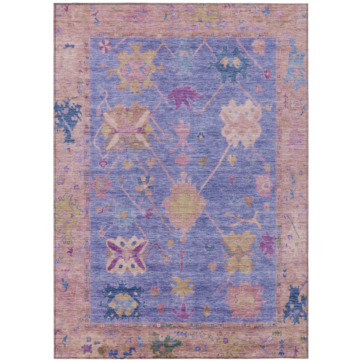 629502 10 x 14 ft. Purple & Blue Tribal Washable Traditional Indoor & Outdoor Rectangle Area Rug