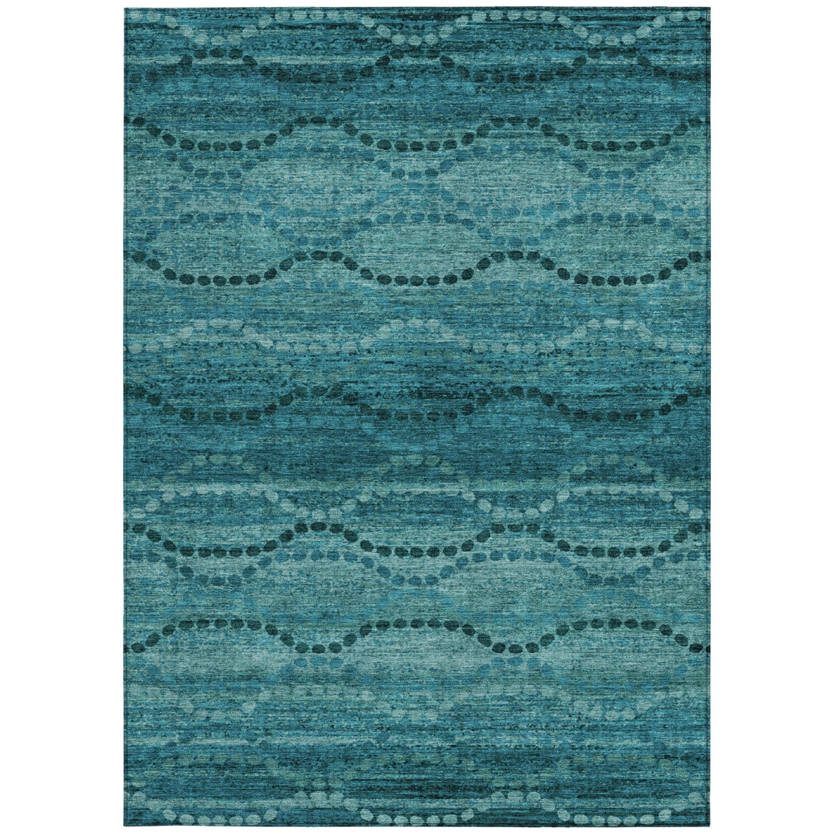 629723 9 x 12 ft. Turquoise & Aqua Ogee Washable Transitional Indoor & Outdoor Rectangle Area Rug